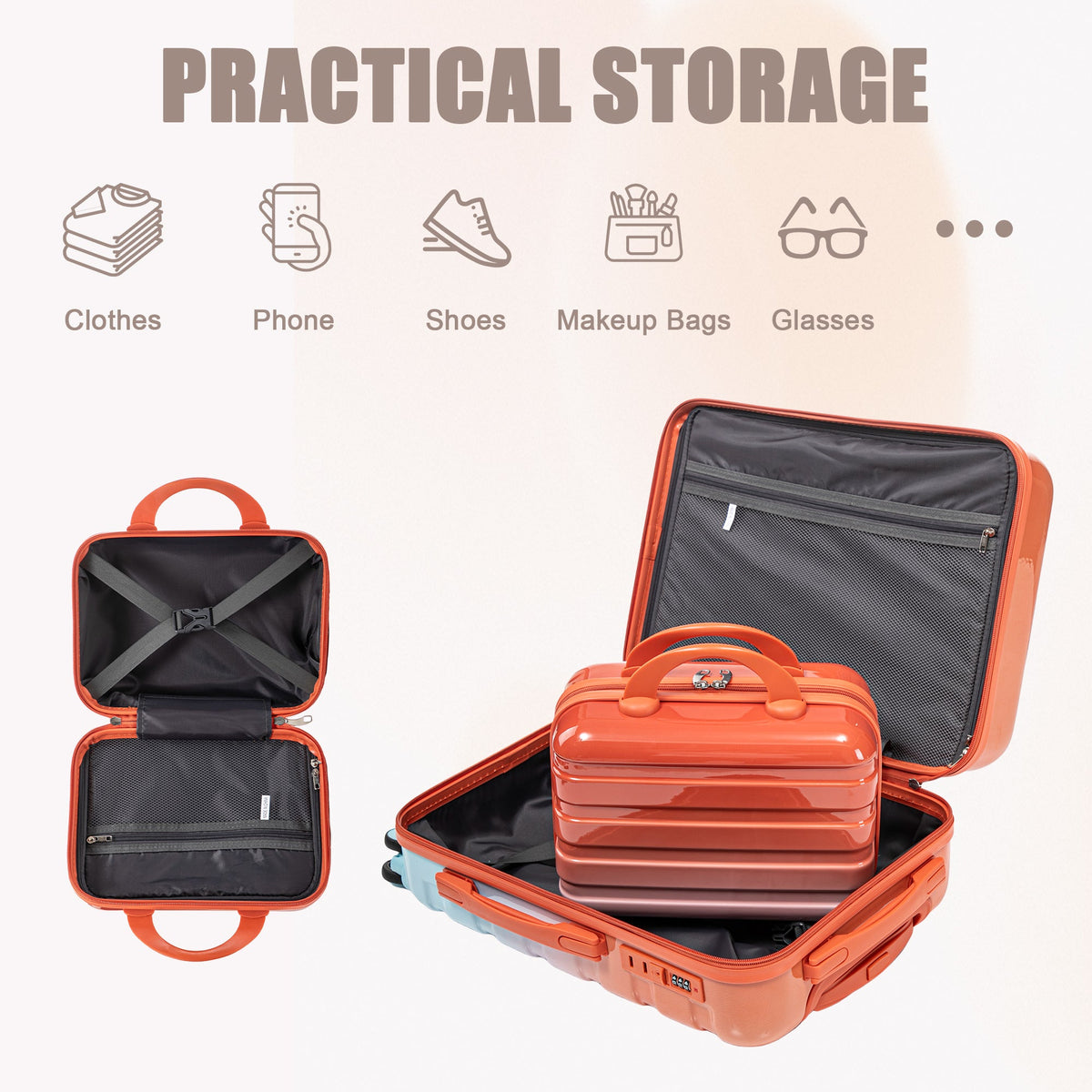 2 Pc PC Spinner Wheel Luggage Set with Lock - Gradient Blue Red