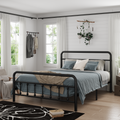 Metal Full Size Bed Frame with Headboard and Under Bed Storage - Black