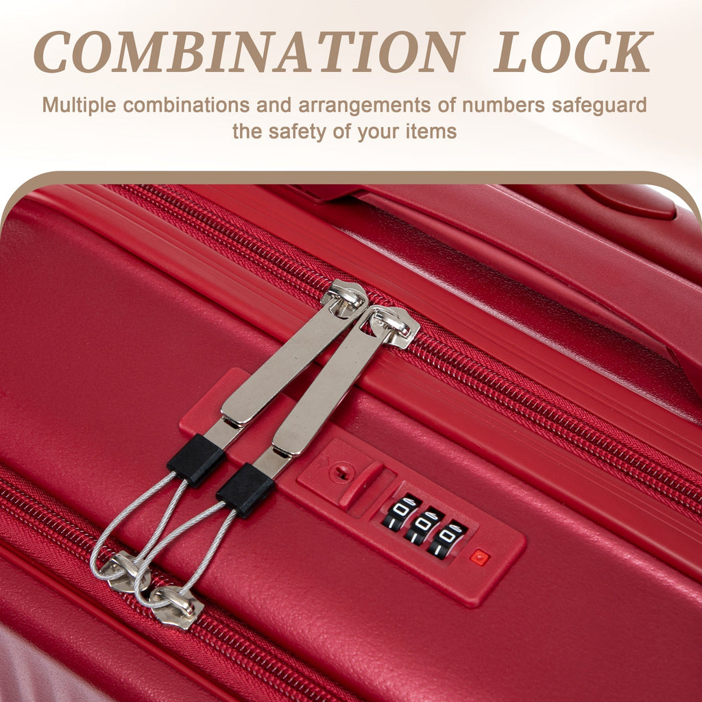 ABS Spinner Wheel Luggage Set with Combination Lock - Red