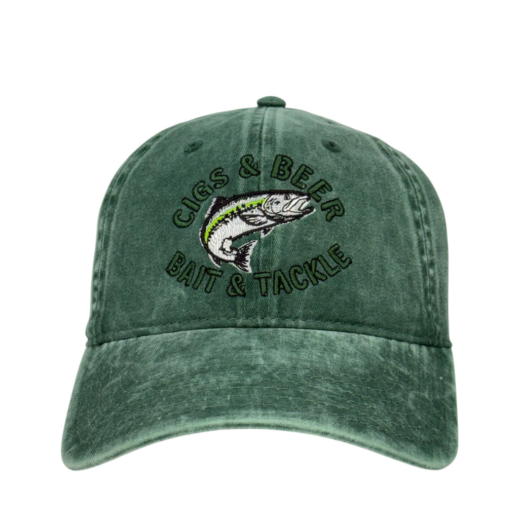 Cigs & Beer Bait & Tackle Fishing Hat Custom Embroidered