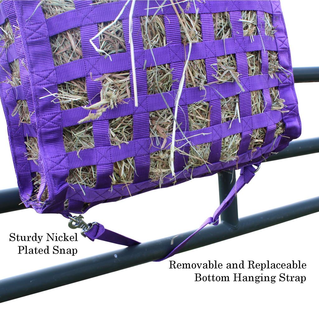 Superior 4-Sided Slow Feeder Horse Hay Bag – 1.75" Square Openings – Restricted Slow Feed – 1-Year Warranty | Patented Design