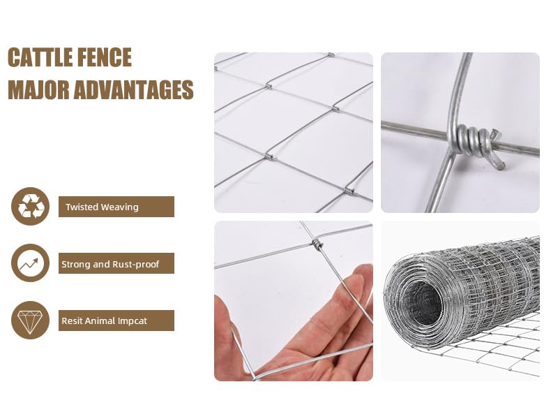 Farm Livestock Fence, 4.9FT x 328FT Galvanised Iron Wire