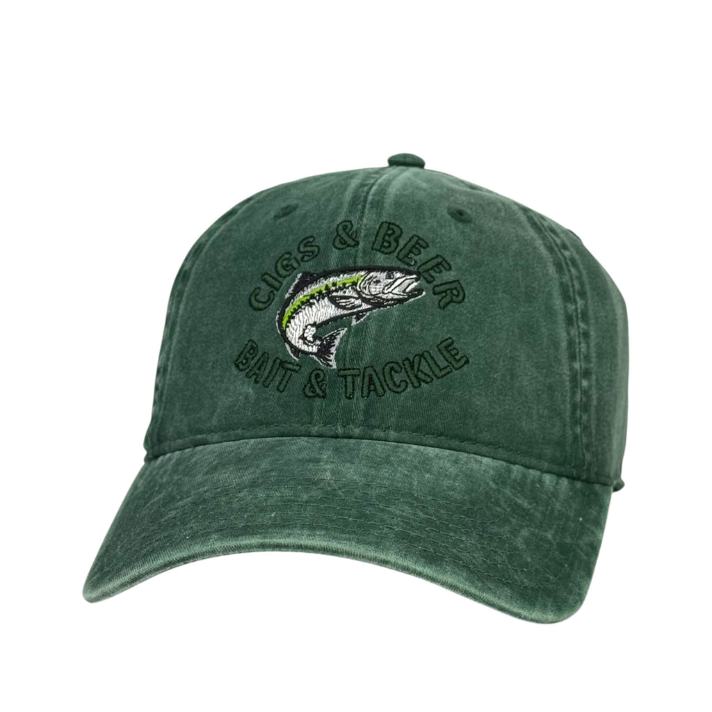 Cigs & Beer Bait & Tackle Fishing Hat Custom Embroidered