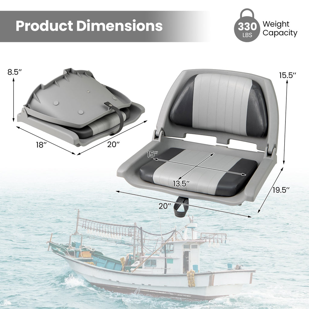 Boat Seat Folding Low Back Boat Chair with Marine-Grade PVC