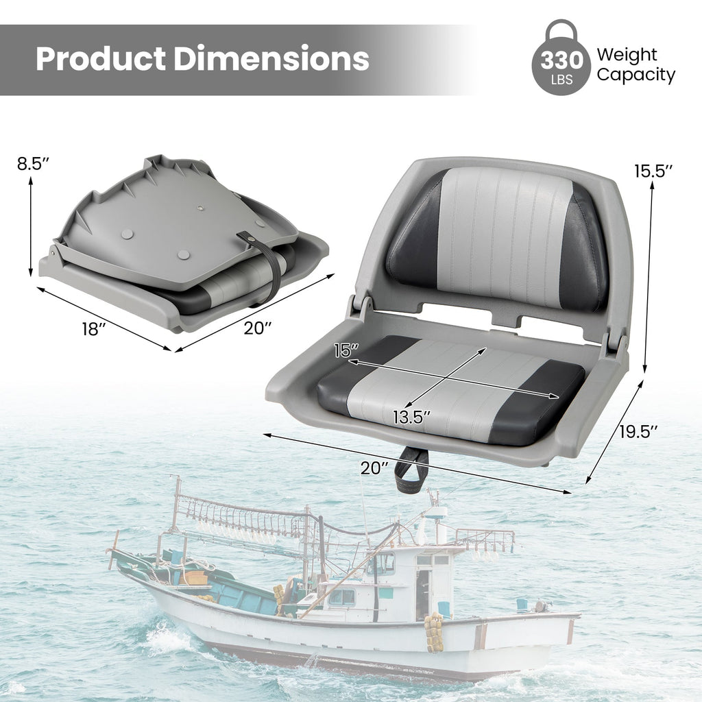 Boat Seat Folding Low Back Boat Chair with Marine-Grade PVC
