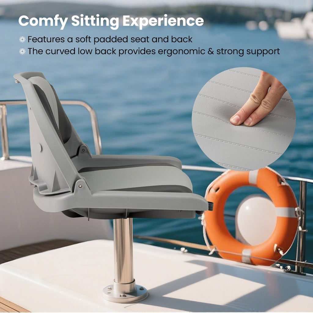 Boat Seat Folding Low Back Boat Chair with Marine-Grade PVC
