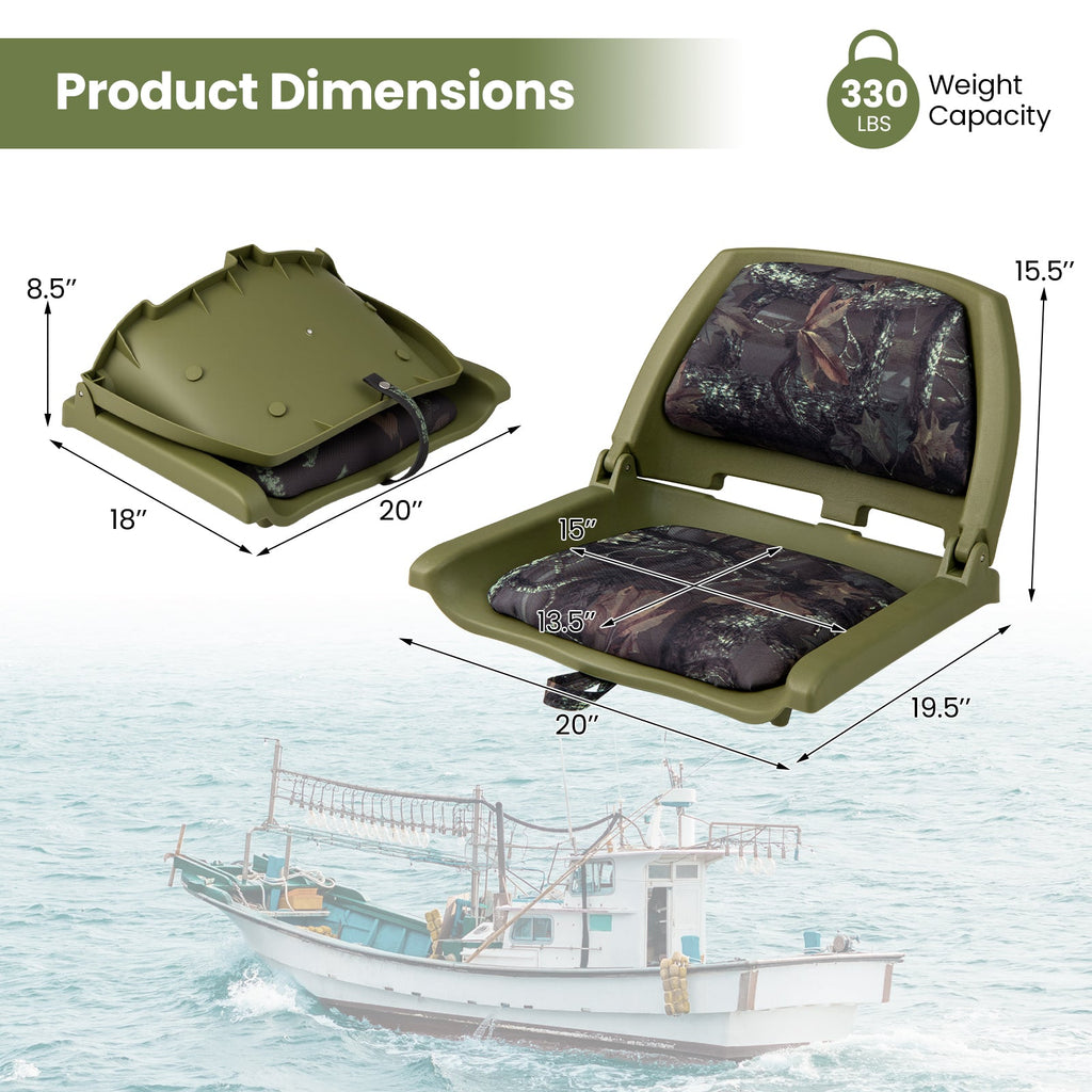 Boat Seat Folding Low Back Boat Chair with Marine-Grade PVC