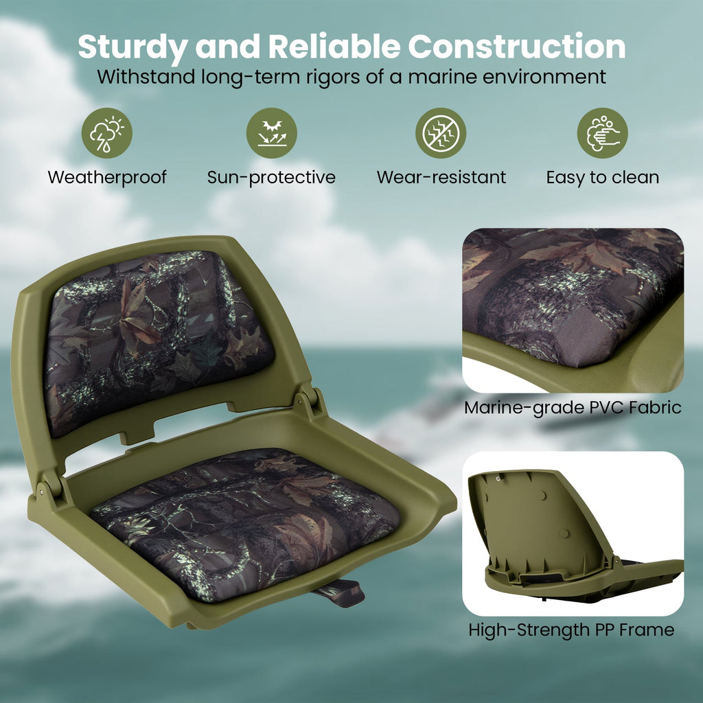 Boat Seat Folding Low Back Boat Chair with Marine-Grade PVC