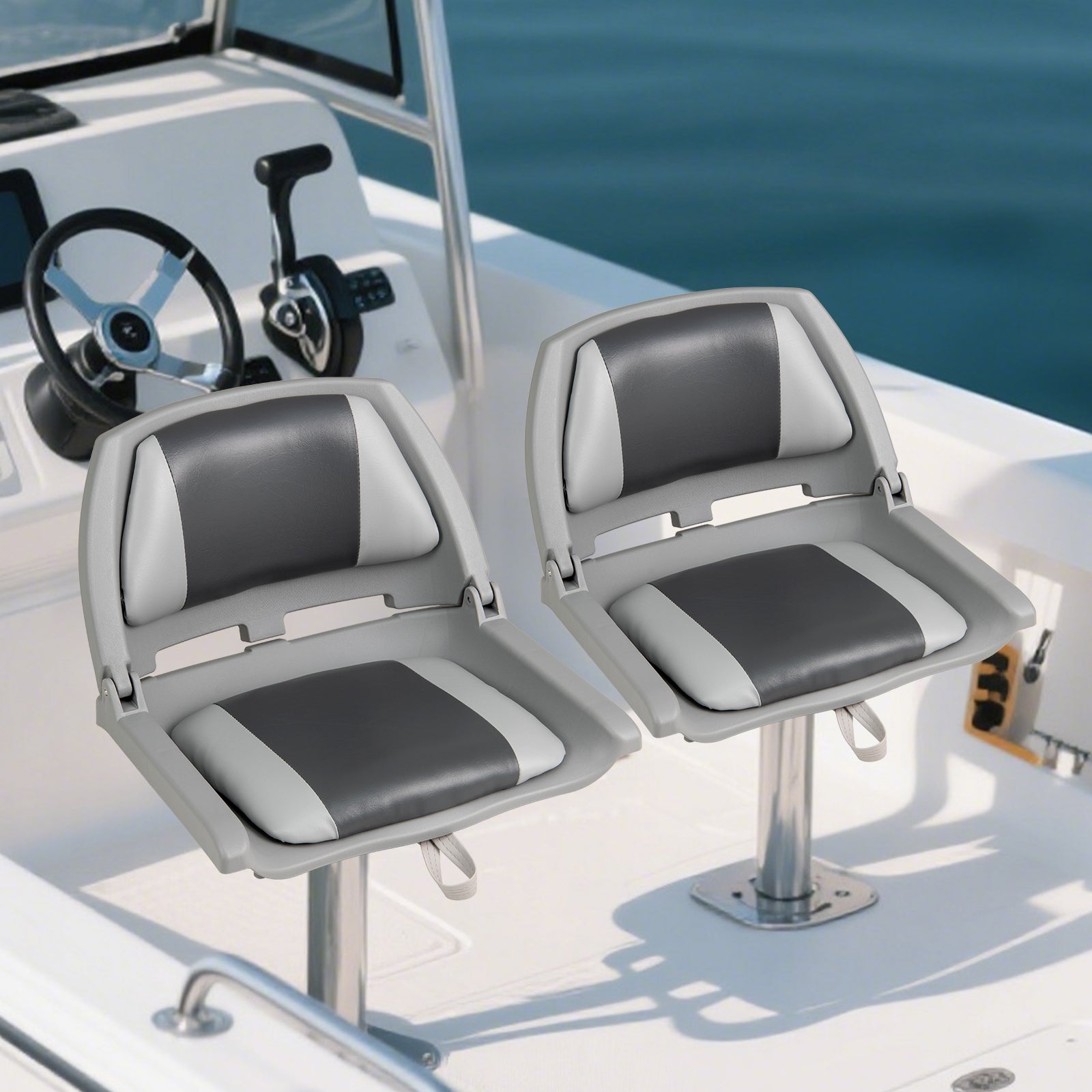 Boat Seat Folding Low Back Boat Chair with Marine-Grade PVC