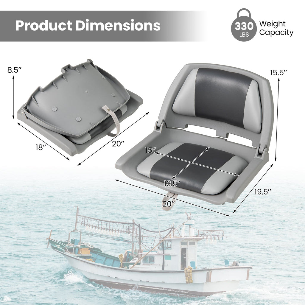 Boat Seat Folding Low Back Boat Chair with Marine-Grade PVC