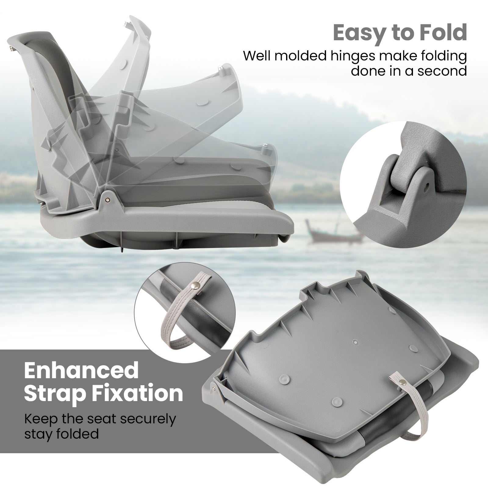 Boat Seat Folding Low Back Boat Chair with Marine-Grade PVC