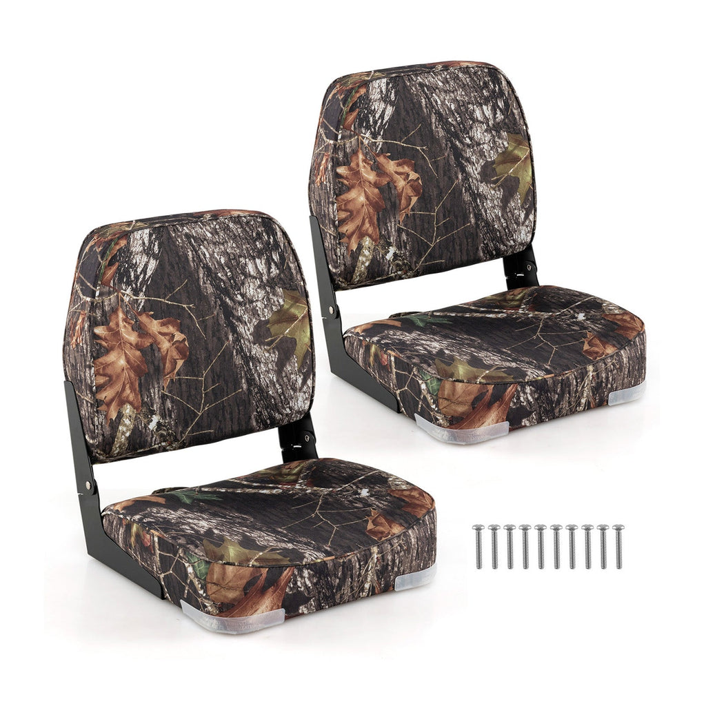 2-Pack Boat Seats Folding Low Back Boat Chairs Waterproof PVC Leather Cabin Seating