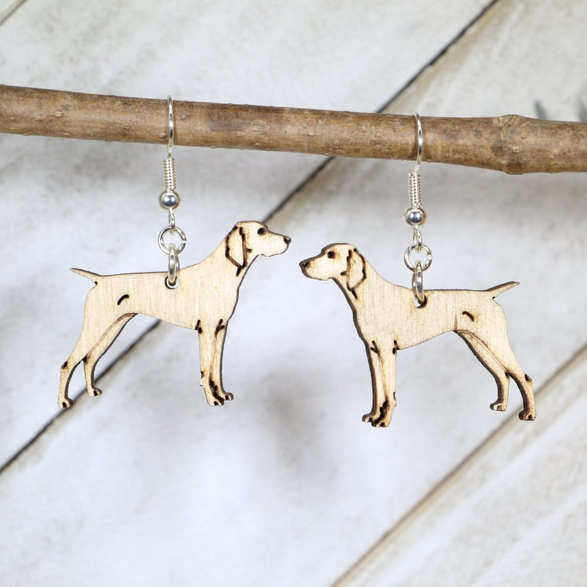 German Shorthaired Pointer Wooden Earrings | Hunting Dog Jewelry