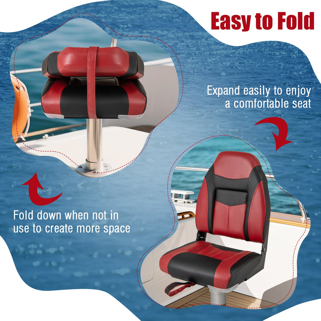 High Back Folding Boat Seat Set with Sponge Cushion-1 Piece