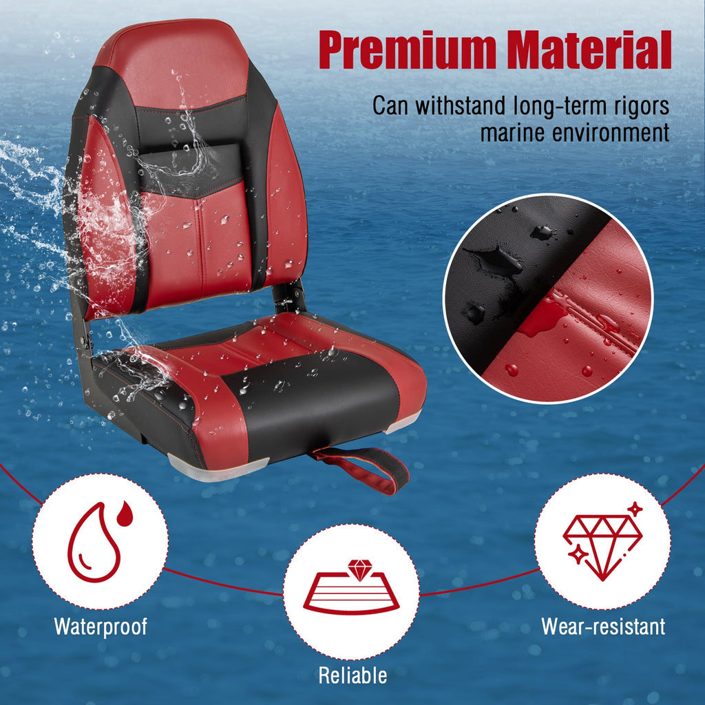 High Back Folding Boat Seat Set with Sponge Cushion-1 Piece