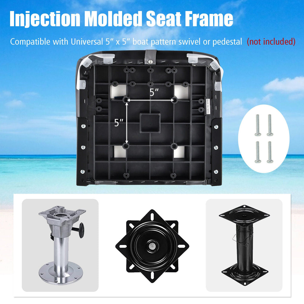 High Back Folding Boat Seats with Black Grey Sponge Cushion and Flexible Hinges