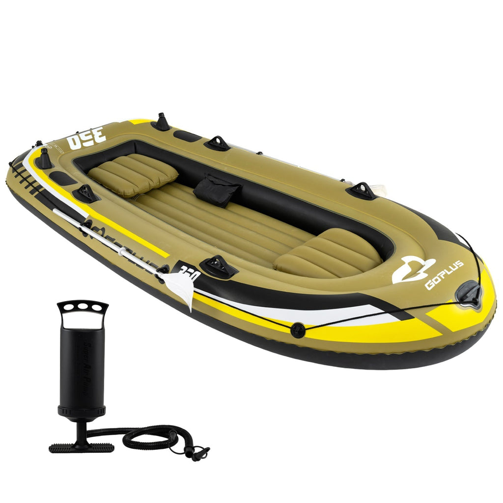 4-Person Inflatable Fishing Boat with Oars and Pump