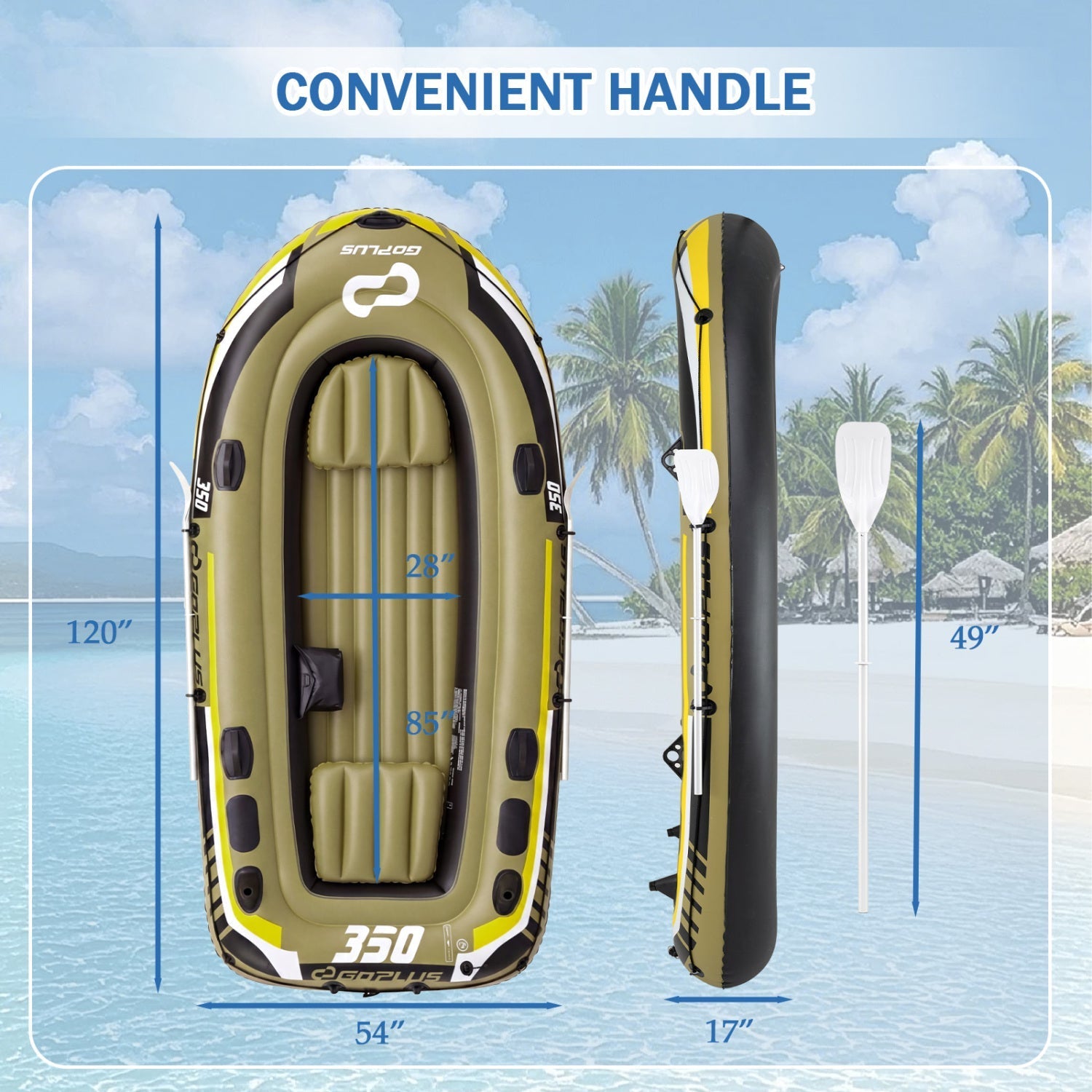 4-Person Inflatable Fishing Boat with Oars and Pump