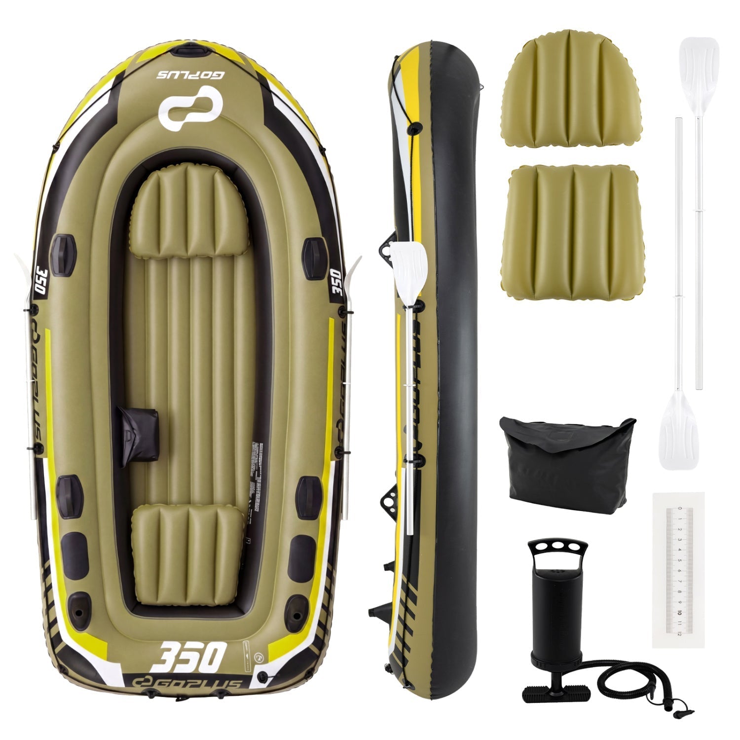 4-Person Inflatable Fishing Boat with Oars and Pump