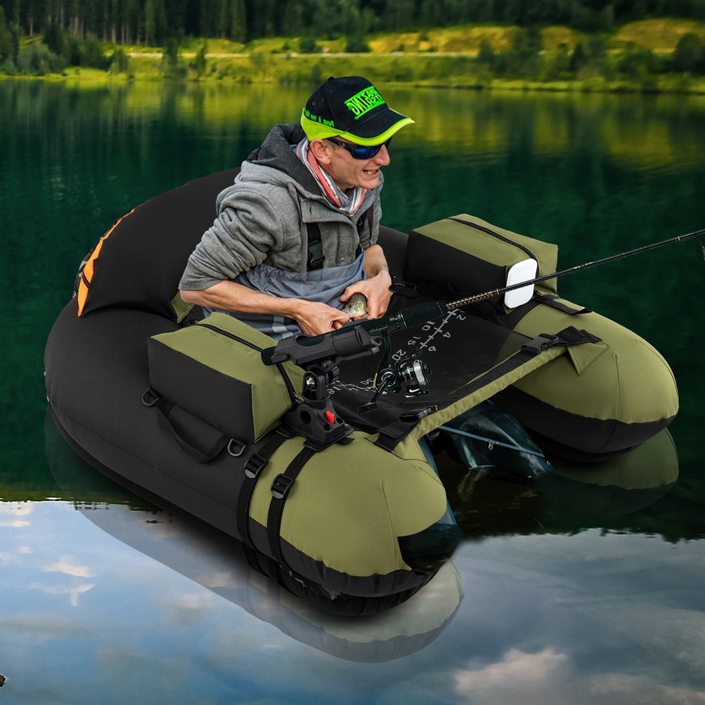 Inflatable Float Tube with Adjustable Fishing Rod Holder and Fish Hook Stator