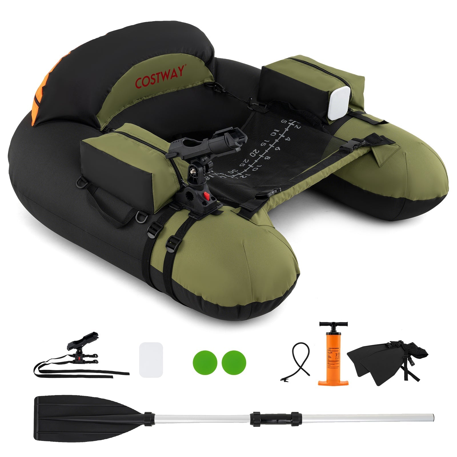 Inflatable Float Tube with Adjustable Fishing Rod Holder and Fish Hook Stator