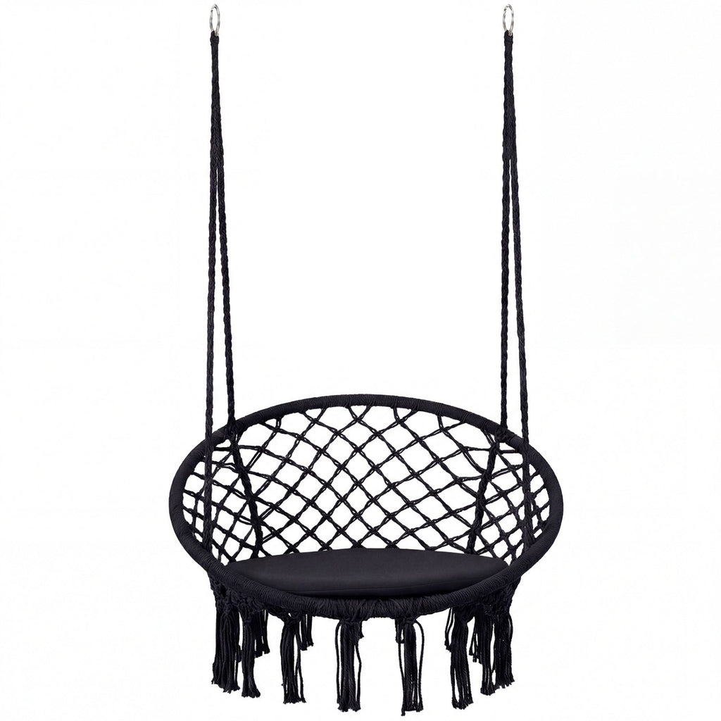 Macrame Swing Chair Hammock Chair with Round Seat Cushion