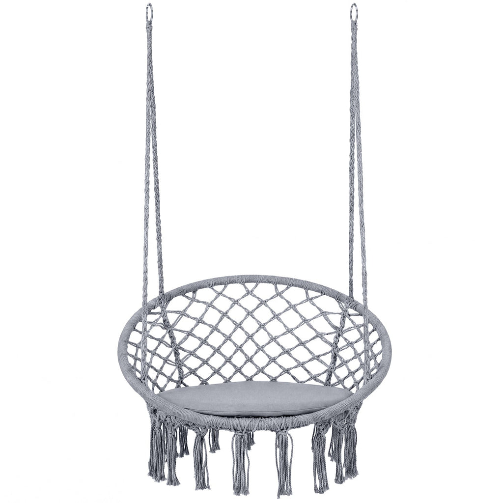 Macrame Swing Chair Hammock Chair with Round Seat Cushion