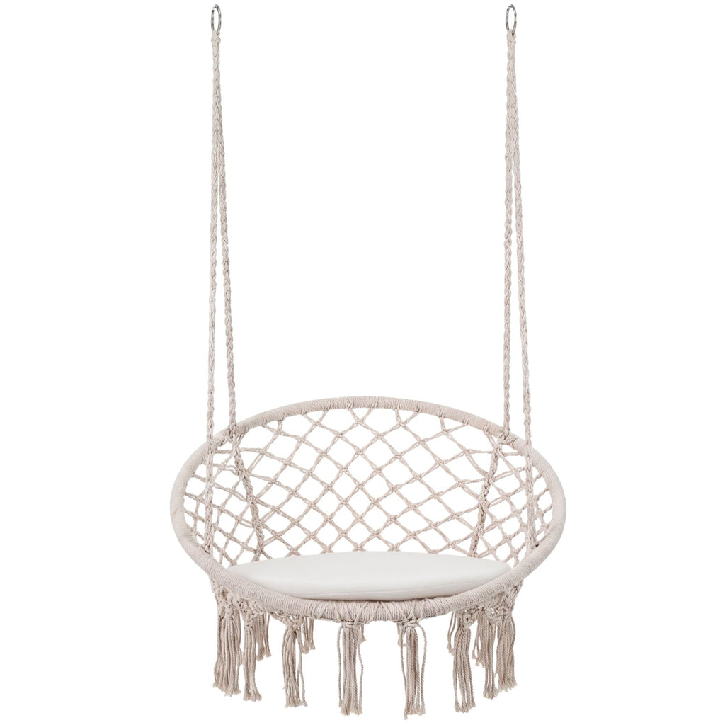 Macrame Swing Chair Hammock Chair with Round Seat Cushion