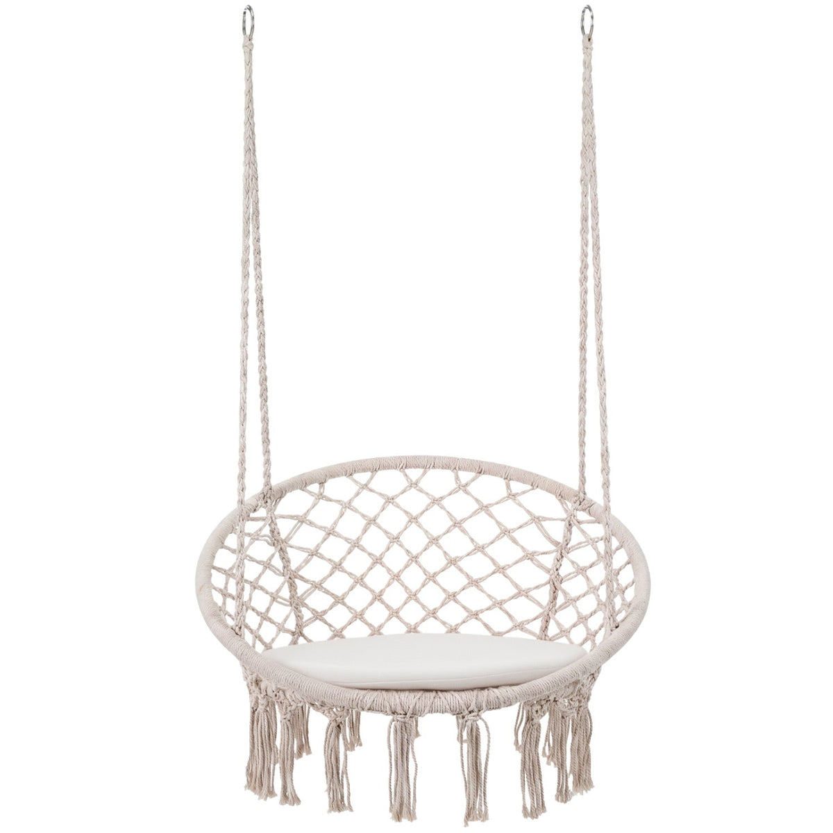 Macrame Swing Chair Hammock Chair with Round Seat Cushion