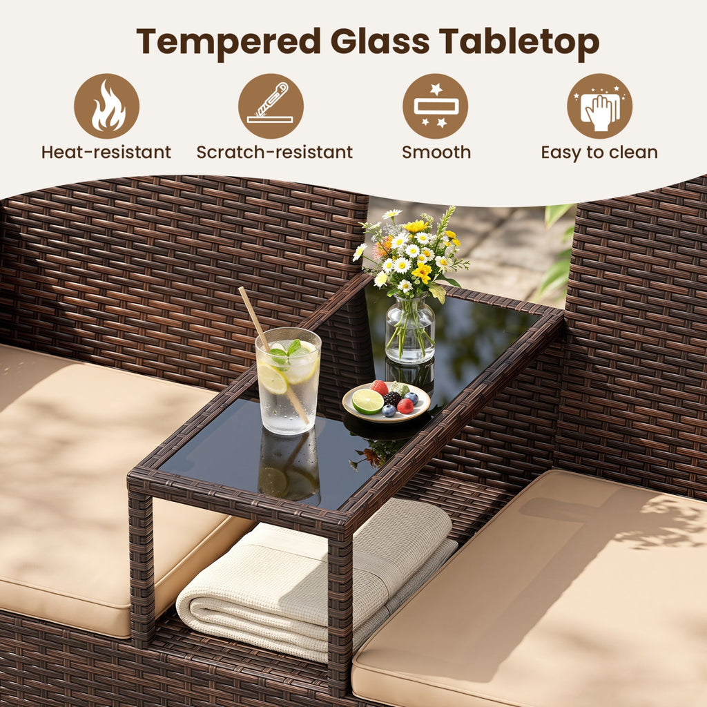 Patio Loveseat 2-Seat Conversation Set with Coffee Table