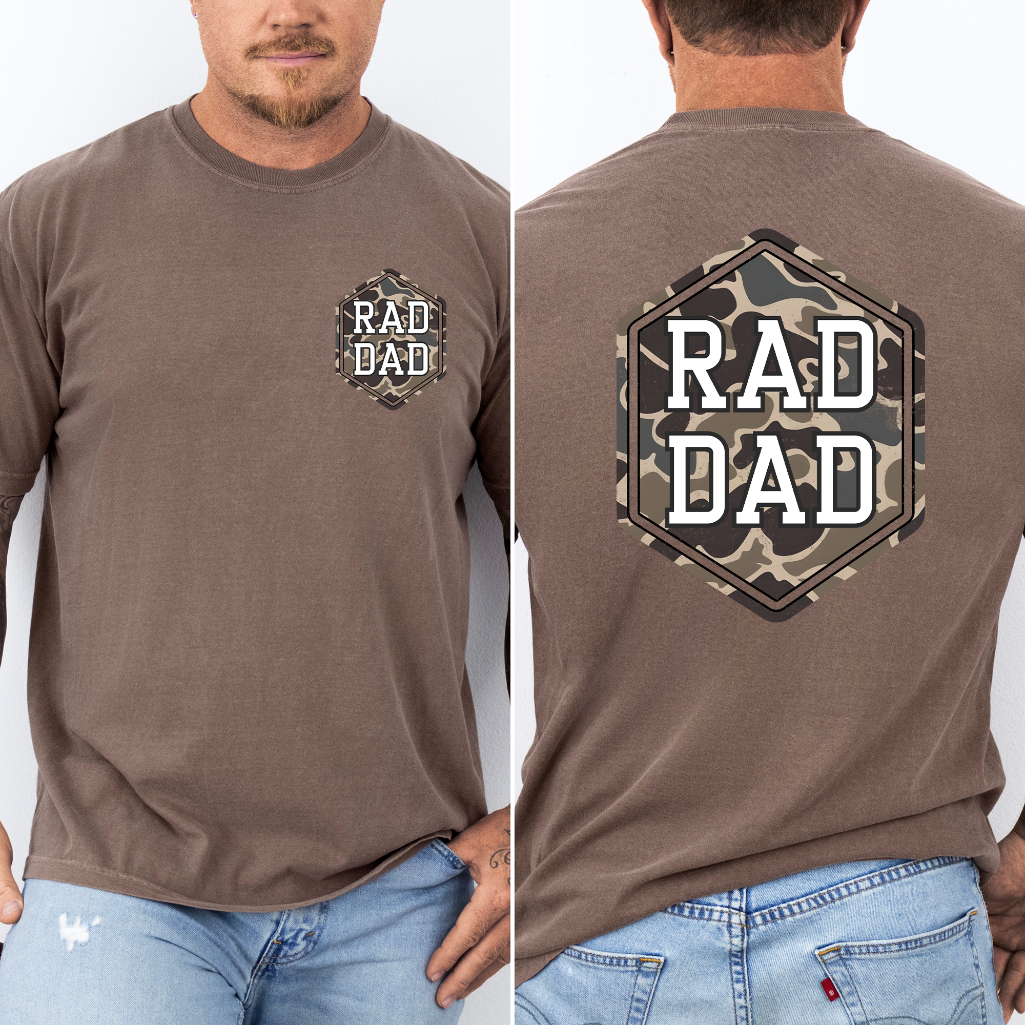 Rad Dad Camouflage Camo Pattern Bold Retro Dad Style Old School Graphic Comfort Colors Tee