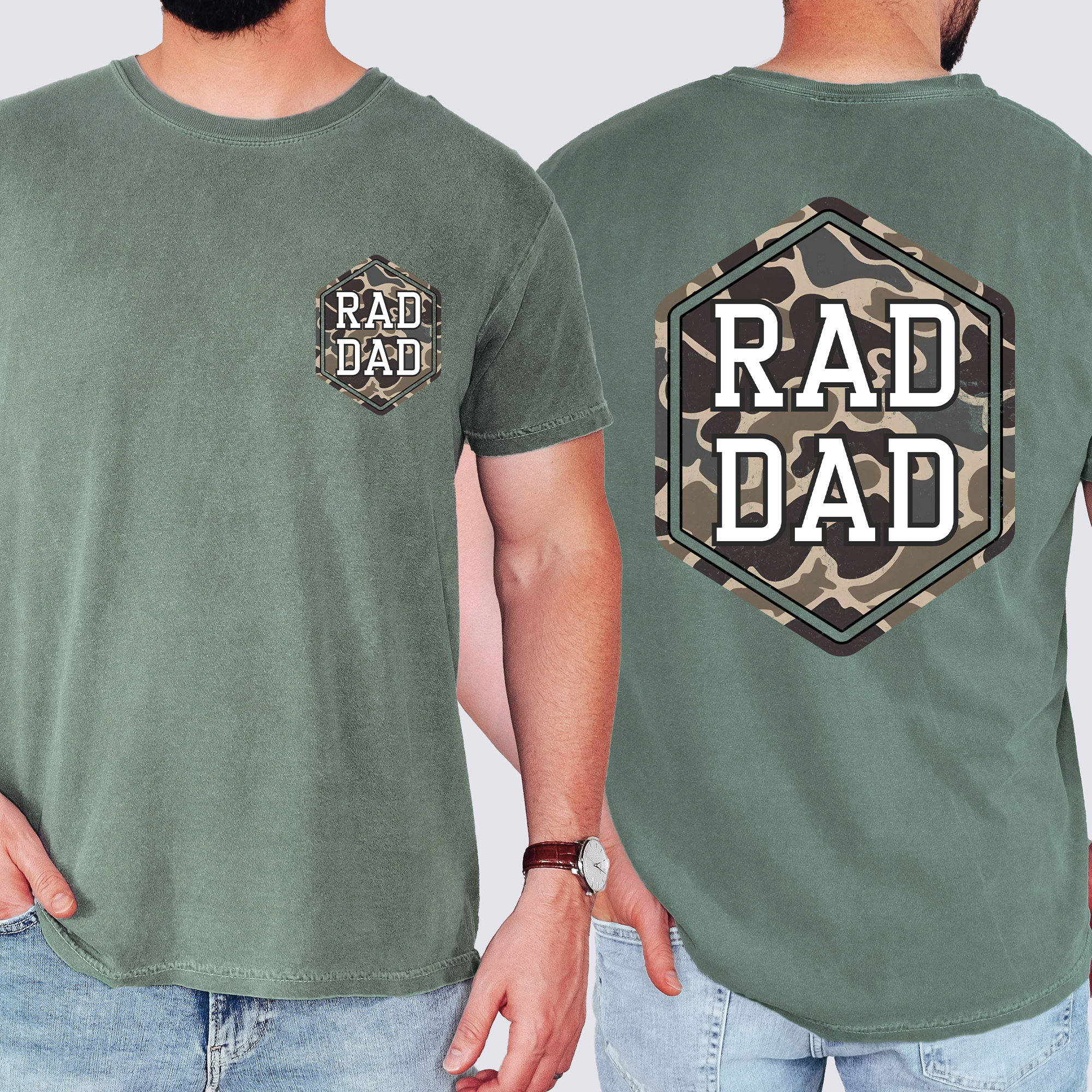 Rad Dad Camouflage Camo Pattern Bold Retro Dad Style Old School Graphic Comfort Colors Tee