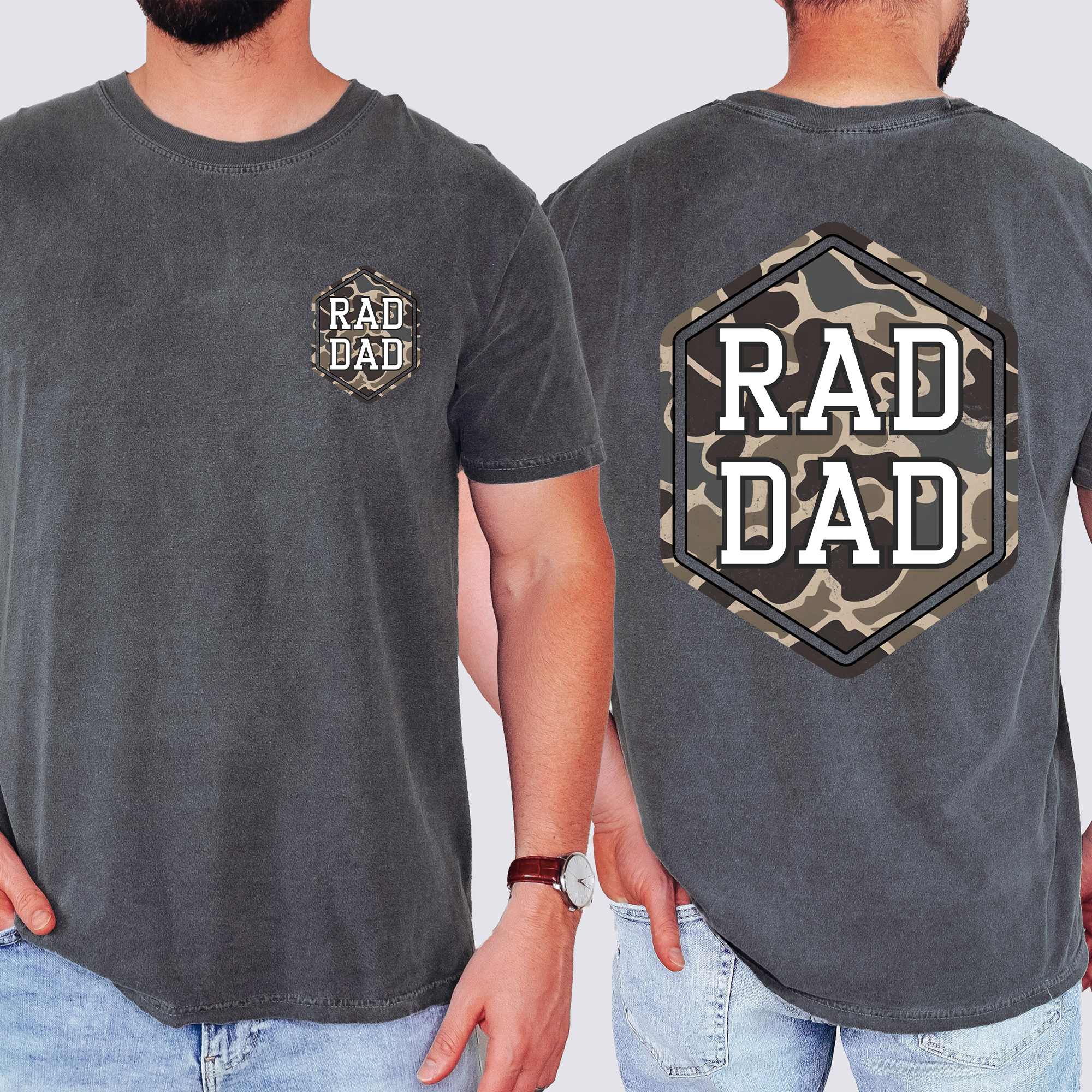 Rad Dad Camouflage Camo Pattern Bold Retro Dad Style Old School Graphic Comfort Colors Tee