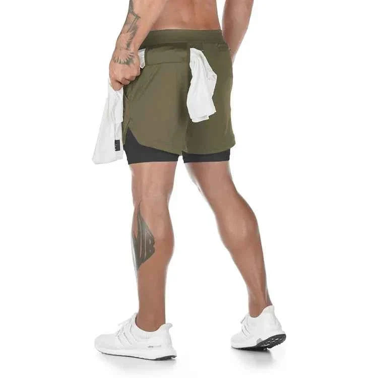 Camo Running Shorts Men Gym Sports Shorts 2 In 1 Quick Dry Workout Training Fitness Jogging Pants Summer
