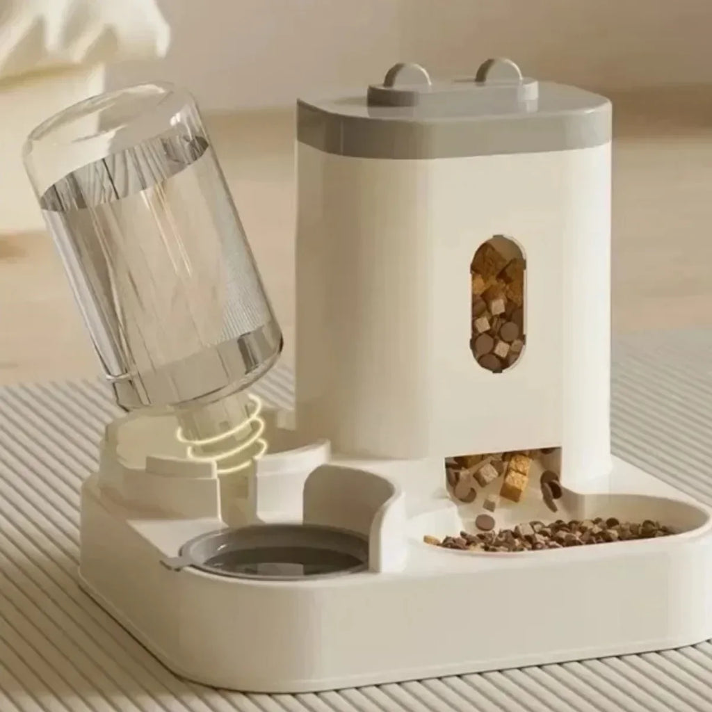 Automatic Feeder Dog Cat Food Bowl with Water Fountain Large Capacity