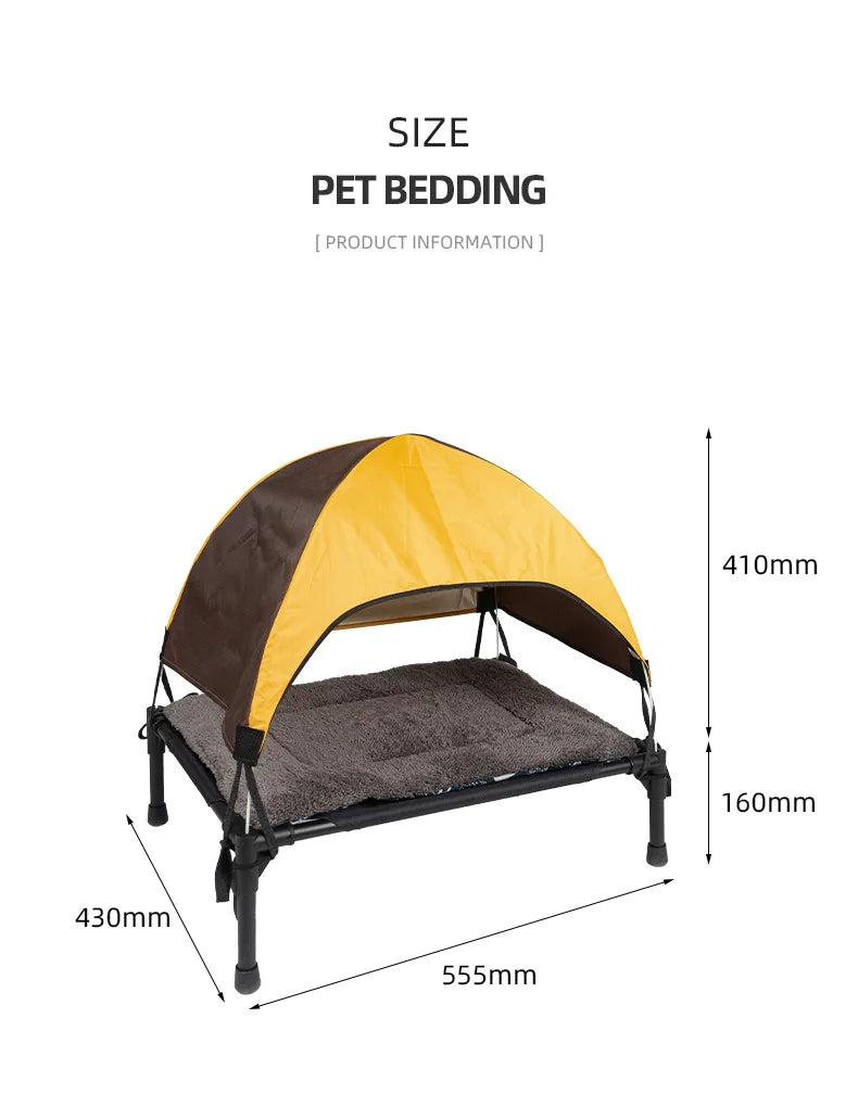 Outdoor Elevated Dog Bed Foldable Raised Pet Cot With Removable Canopy Shade Tent Breathable Dog Bed Carrying Bag For Camping