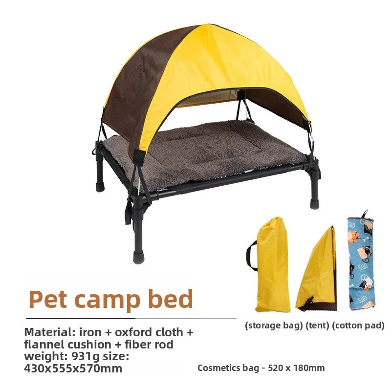 Outdoor Elevated Dog Bed Foldable Raised Pet Cot With Removable Canopy Shade Tent Breathable Dog Bed Carrying Bag For Camping