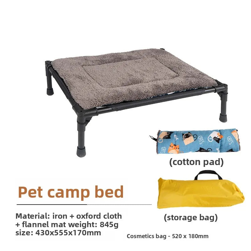 Outdoor Elevated Dog Bed Foldable Raised Pet Cot With Removable Canopy Shade Tent Breathable Dog Bed Carrying Bag For Camping
