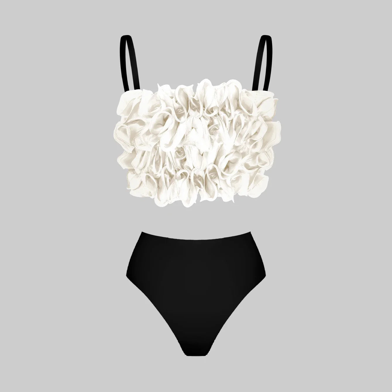 2025 Solid Red Flower Bikini Swimsuit Luxury Women Swimwear Sexy Swim Suit Deep V Monokini Off Shoulder Bodysuit Bathingsuit
