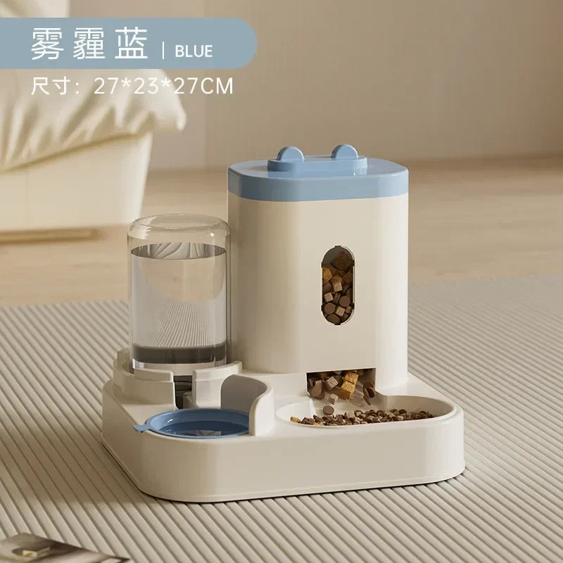 Automatic Feeder Dog Cat Food Bowl with Water Fountain Large Capacity