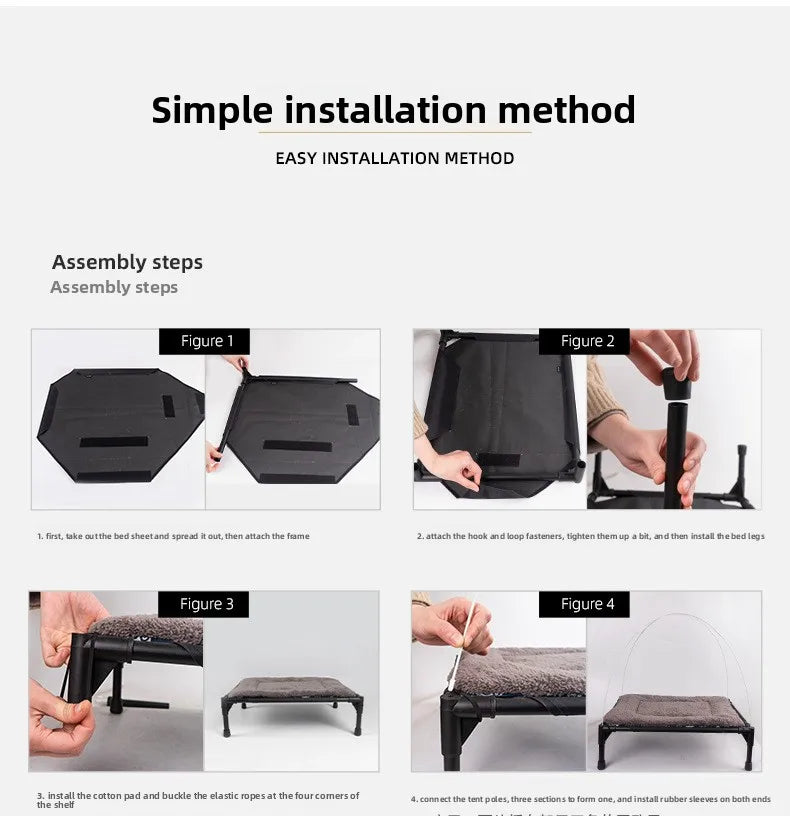 Outdoor Elevated Dog Bed Foldable Raised Pet Cot With Removable Canopy Shade Tent Breathable Dog Bed Carrying Bag For Camping