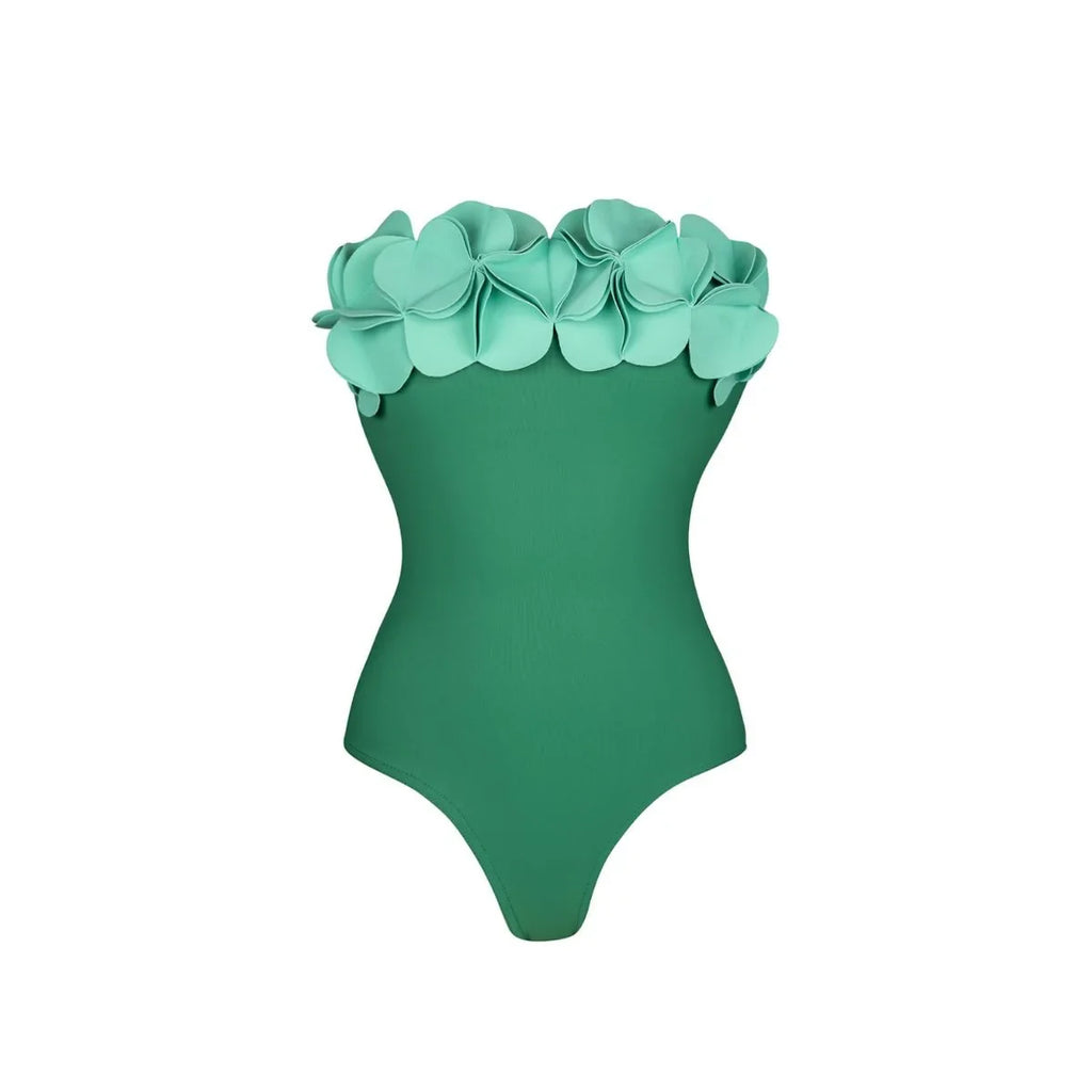 2Pcs Laser Flower Swimsuit Sexy Women Bikini Bandeau Biquini Female Push Up Swimwear Ptachwork Bathing Suits Bodysuit Beachwear