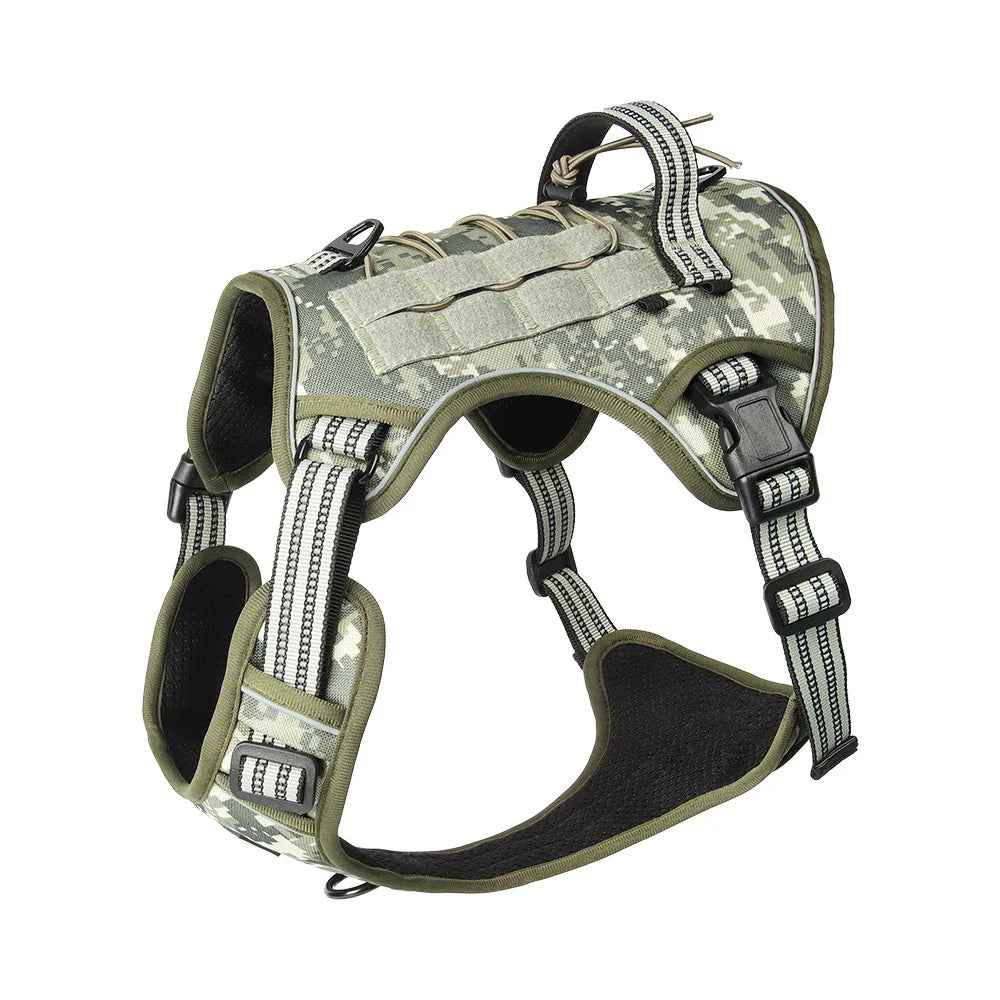 Reflective Dog Harness Tactical Training No Pull Medium Large Dog Vest Adjustable Safety Lead Military Running Pet Harnesses