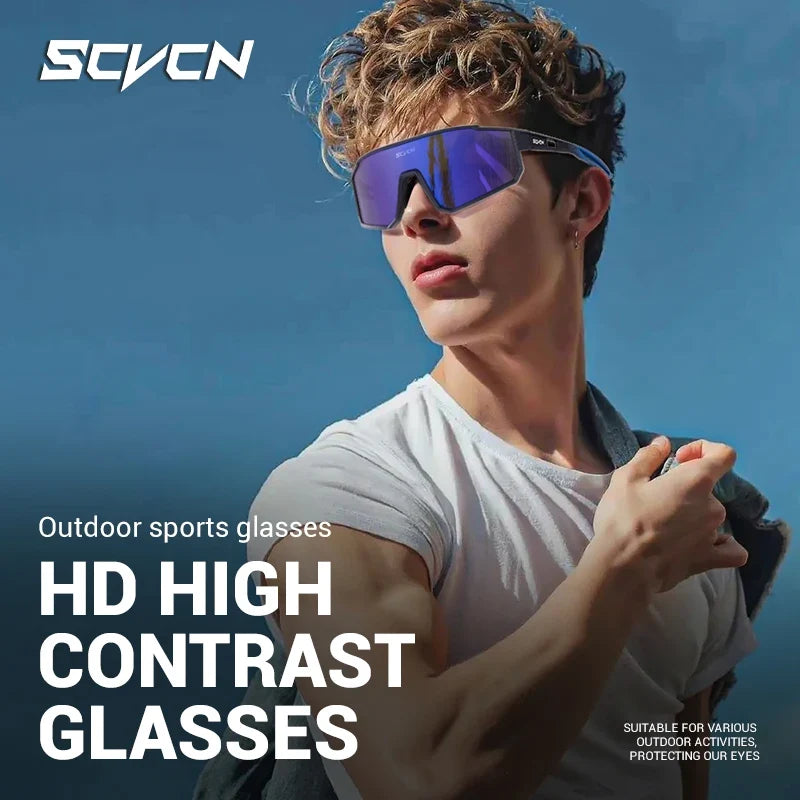 SCVCN Upgraded Outdoor Sports Cycling Glasses Men Women Running Sunglasses UV400 Mountain Camping Fishing Eyewear MTB Goggles