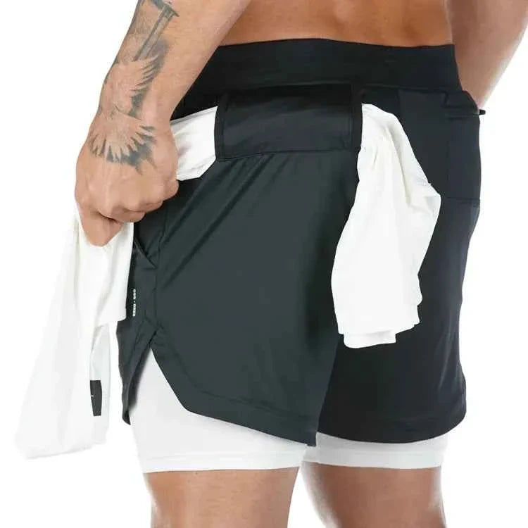 Camo Running Shorts Men Gym Sports Shorts 2 In 1 Quick Dry Workout Training Fitness Jogging Pants Summer