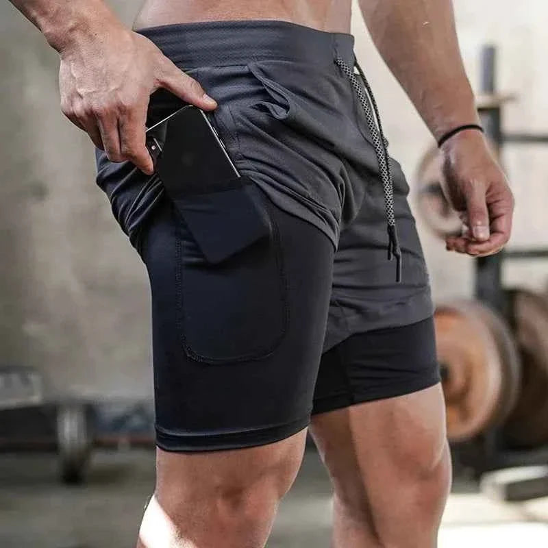 Camo Running Shorts Men Gym Sports Shorts 2 In 1 Quick Dry Workout Training Fitness Jogging Pants Summer