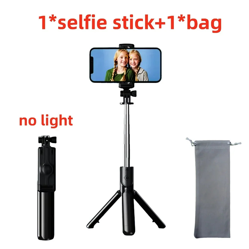 BSLIUFANG Monopod Remote Shutter Fill Light for iPhone Samsung Xiaomi Phone Holder Mini Tripod Wireless Bluetooth Selfie Stick