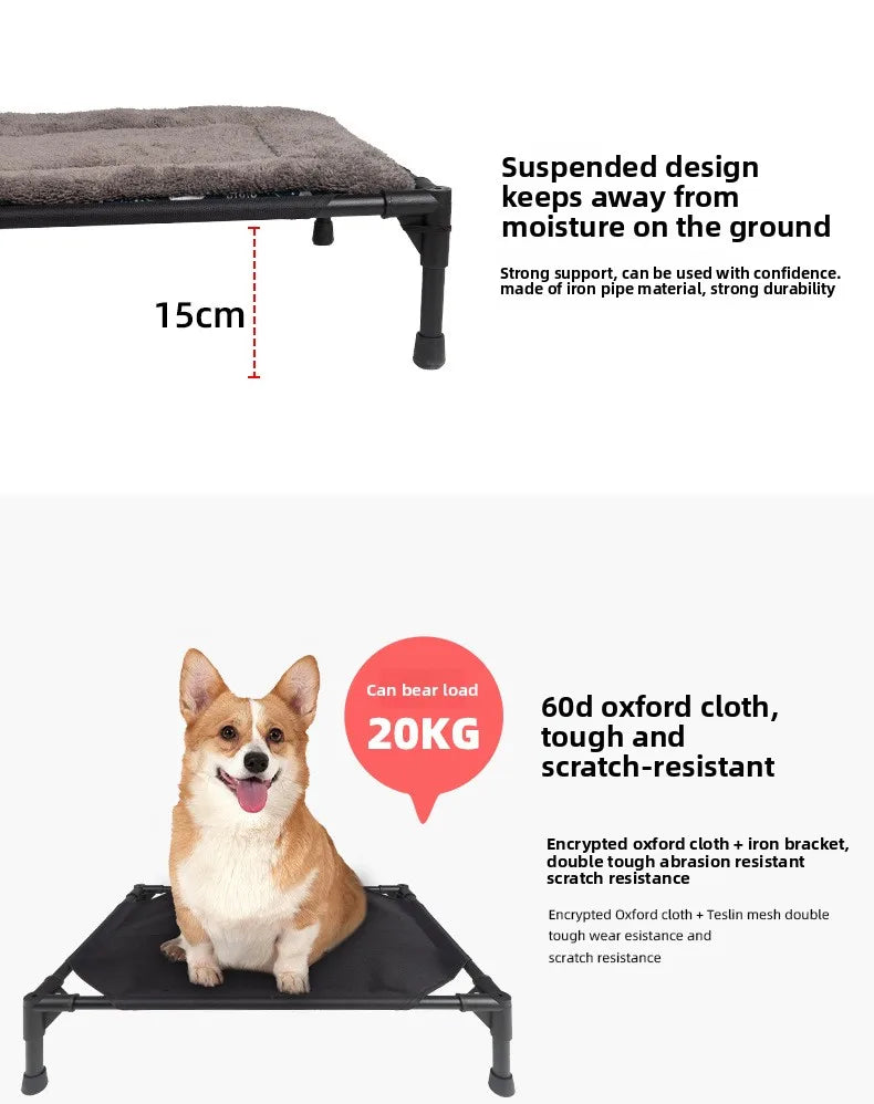 Outdoor Elevated Dog Bed Foldable Raised Pet Cot With Removable Canopy Shade Tent Breathable Dog Bed Carrying Bag For Camping
