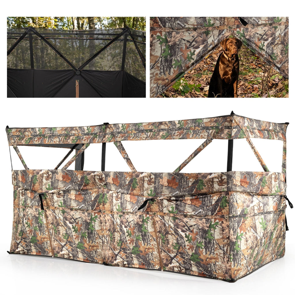 See-Through Hunting Blind Panel with Dog Door Pop up Waterflow Blind for 1-3 People