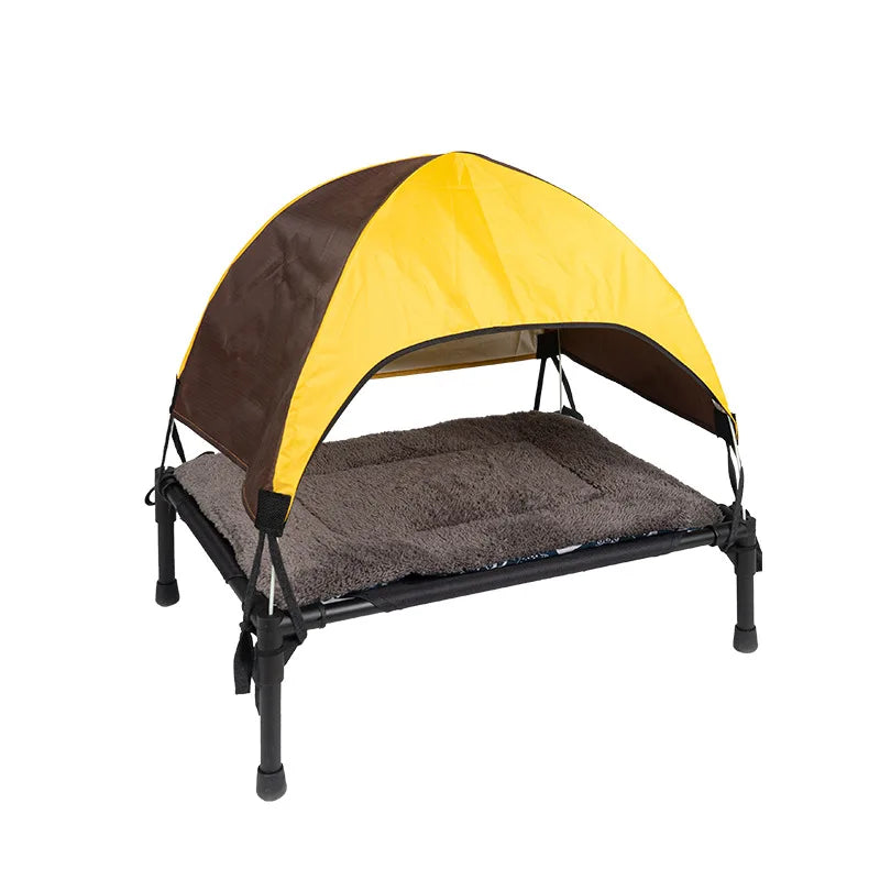 Outdoor Elevated Dog Bed Foldable Raised Pet Cot With Removable Canopy Shade Tent Breathable Dog Bed Carrying Bag For Camping